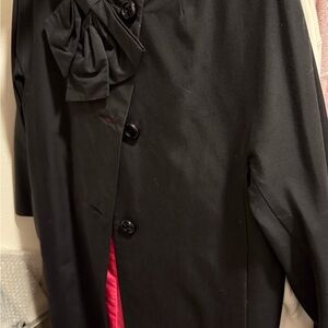 Kate Spade Black Trench Coat with Bow Accent
